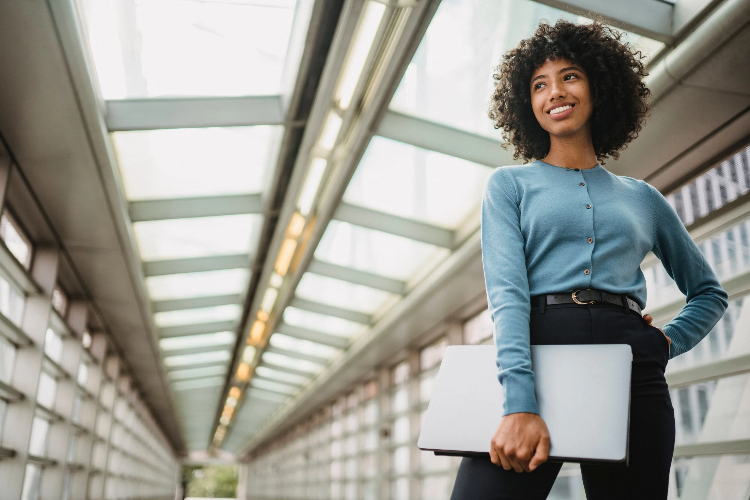 Young female professional wondering how to become an insurance premium auditor